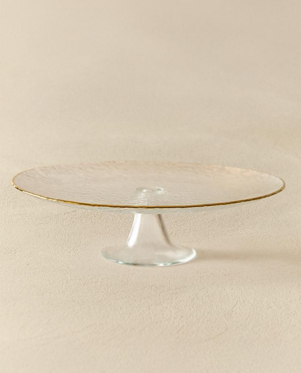 ZARA HOME БЛЮДО ИЗ СТЕКЛА С РЕЛЬЕФНЫМ УЗОРОМ И ЗОЛОТИСТОЙ КРОМКОЙ, ПРОЗРАЧНЫЙ
