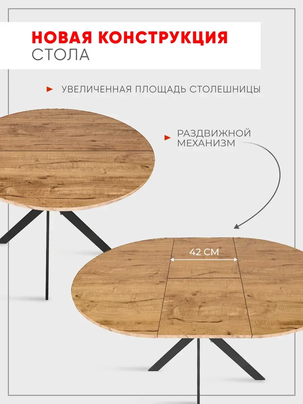 Стол кухонный круглый раздвижной