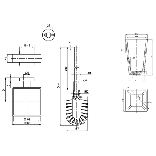 Ершик для унитаза Villeroy&Boch Elements-Striking TVA15201700061 Хром