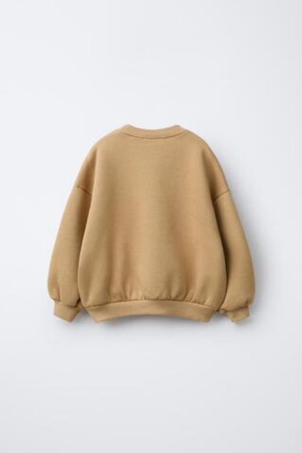 ZARA ТОЛСТОВКА С ТЕКСТОВЫМ ПРИНТОМ, БЕЖЕВЫЙ