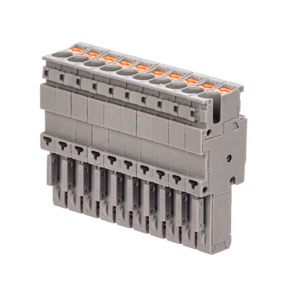 Штекер, зажим push-in, 10 точек подключения, 2.5 кв.мм, серый