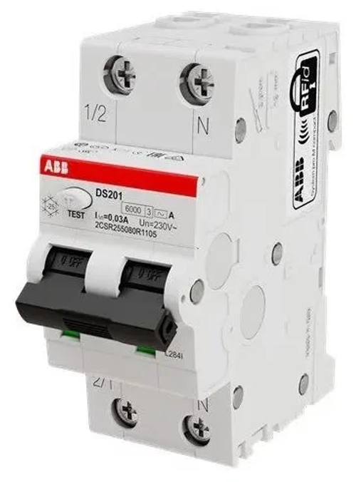 Дифференциальный автомат ABB DS201 2П 30 мА C 6 кА AC электромеханический 40 А