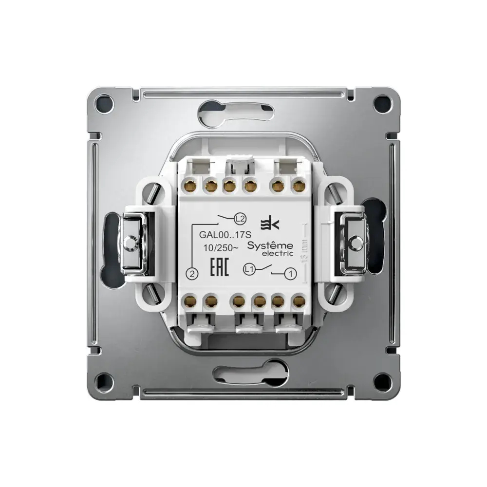 ARTGALLERY 2-клавишный ВЫКЛЮЧАТЕЛЬ КНОПОЧНЫЙ, 10АХ, механизм, быстрозажим. клем., ГРИФЕЛЬ