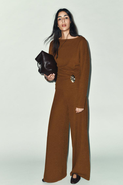 ZARA ФАКТУРНЫЙ ТОП С ПРЯЖКОЙ, ГОРЧИЧНЫЙ