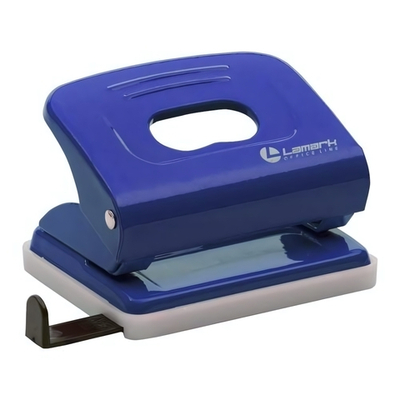 Дырокол 20л с линейкой Mettallic синий (Lamark)