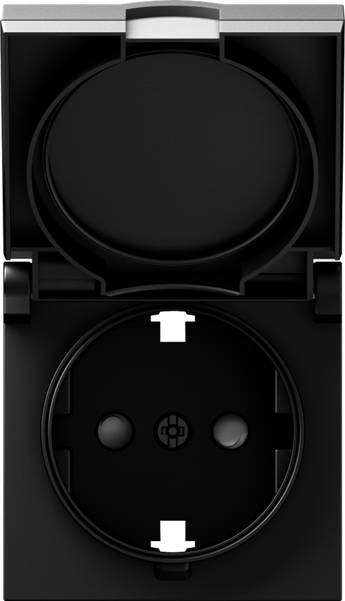 Накладка для розетки Schuko с заземлением, с крышкой, 16A 250 В~, матовый карбон, серия A07