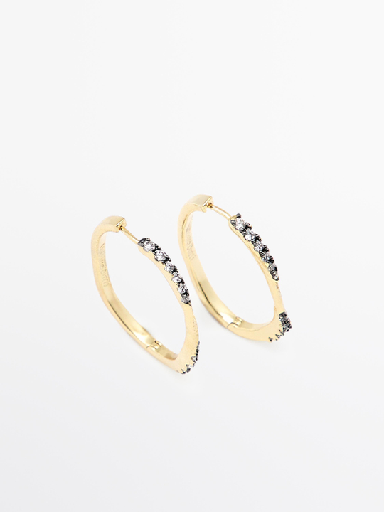 Massimo Dutti Серьги со стразами, золотистый