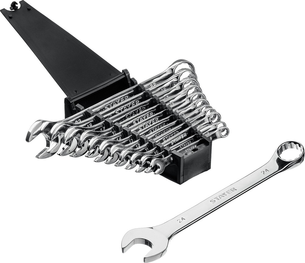 STAYER HERCULES, 12 шт, 8 - 24 мм, набор комбинированных гаечных ключей, Professional (27085-H12)