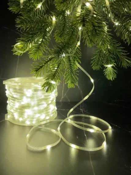 Светодиодная нить Роса 1000 теплых ламп, 50 м., плоский провод, прозрачный провод, Luca (89957)