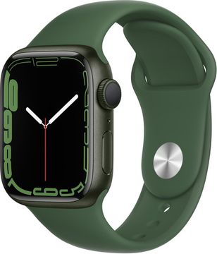 Apple Watch Series 7, 41 мм, корпус из алюминия зеленого цвета, спортивный ремешок «зелёный клевер»