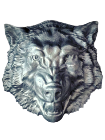 Кованый элемент Голова волка 20х20 (7 см), вес 1,5 кг. Под покраску.