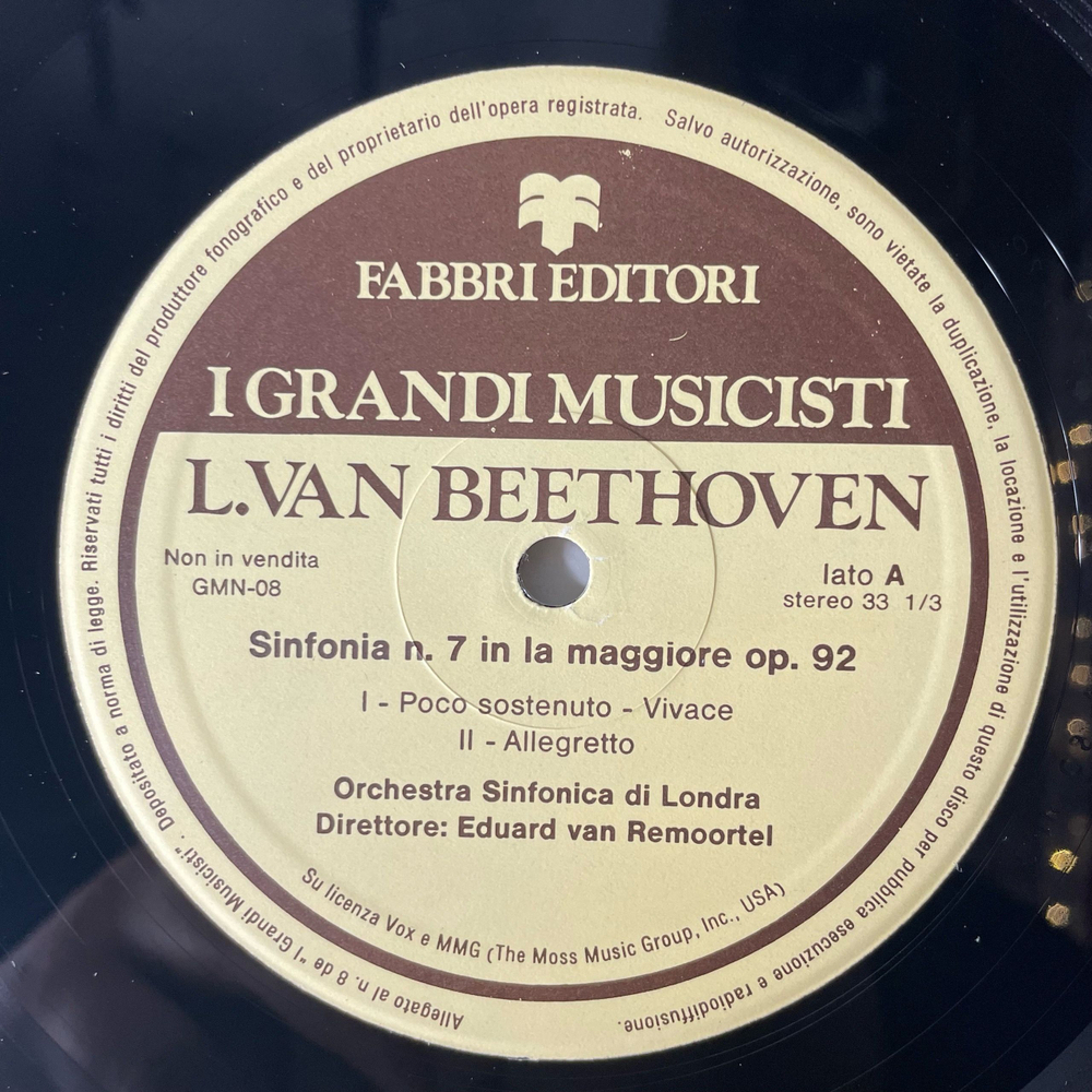 Винтажная виниловая пластинка LP Beethoven Бетховен, Симфоиня Sinfonia N. 7 Op. 92 (Италия 1981)