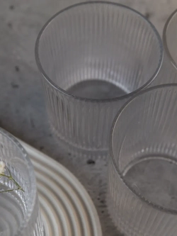 Набор ребристых бокалов для виски, 350 мл. 6 шт. Прозрачные