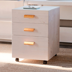 Тумба 45х45х67, Мадейра, офисная, прикроватная, на колесиках, под стол, с ящиками, массив сосны и дуба, белая, Dipriz