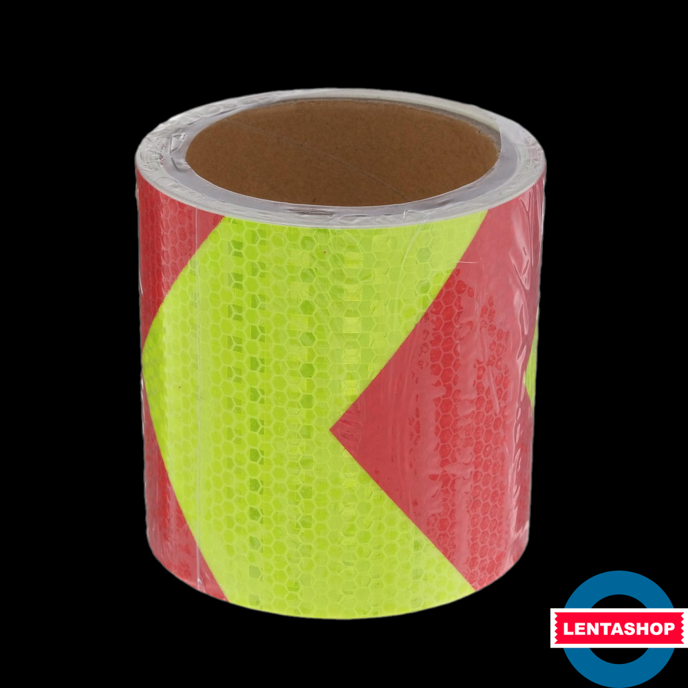 Красно-зелёная светоотражающая лента стрелка 10 см х 5 метров