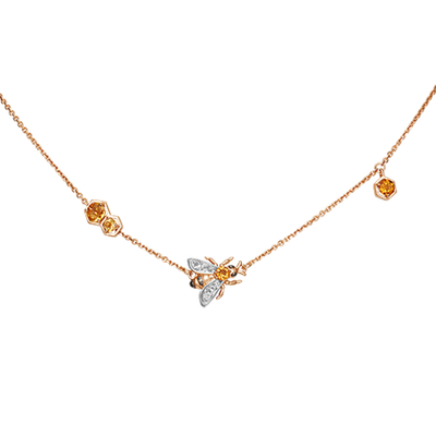 Колье «Пчела на сотах» из красного золота c цитринами и натуральными топазами white Артикул: 07-0240-00-282-1110-57