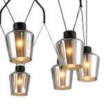 Люстра подвесная 8x40Вт E27, металл/стекло, черный, дымчатый плафон