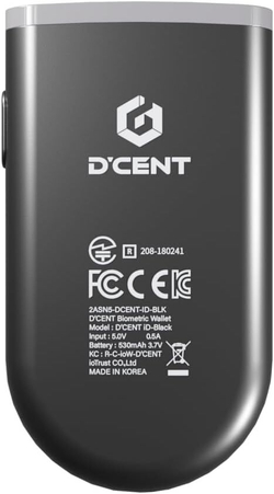 D'CENT Biometric Wallet — Биометрический аппаратный кошелек с Bluetooth Холодное хранилище для Bitcoin, Ethereum, XRP, Solana и других активов