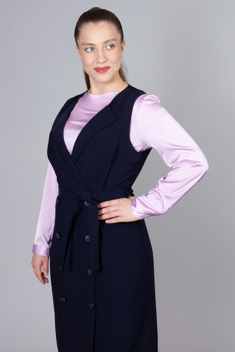 Офисный сарафан 2654ЛЕ, Тёмно тёмно син #70ТТСи082654ЛЕ