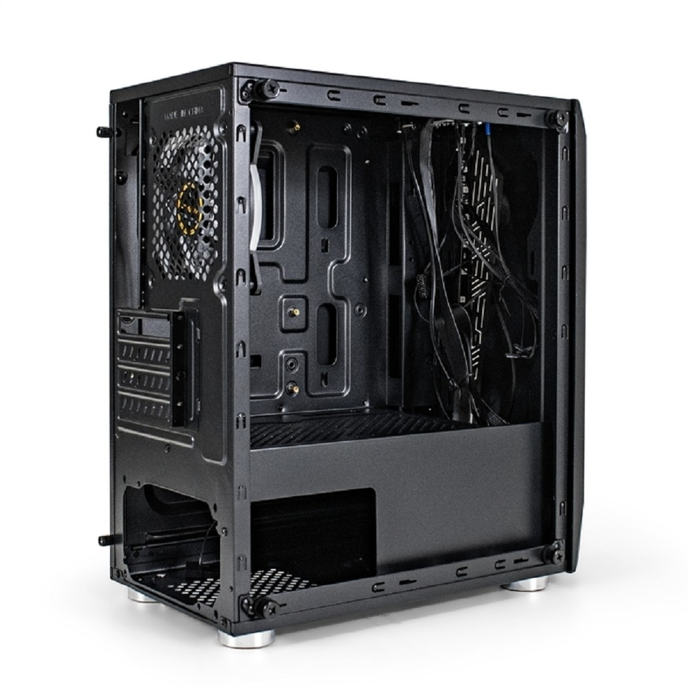 Корпус для компьютера Exegate EX294384RUS Корпус Minitower ExeGate Mistery R2 (mATX, без БП, 2*USB+1*USB3.0, аудио, черный, 1 вент. 12см с RGB подсветкой и полоса на передней панели, боковая панель - закаленное стекло)