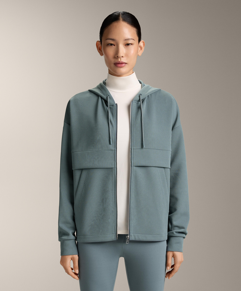 Oysho Толстовка Rib на молнии из модала с мягким прикосновением, синевато-серый