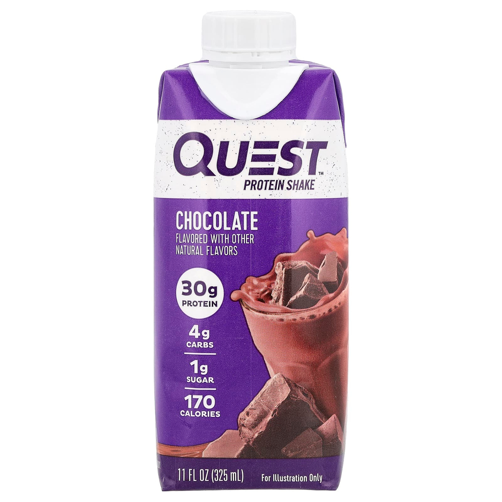 Quest Nutrition, Протеиновый коктейль, шоколад, 4 коктейля, 325 мл (11 жидк. унц.)