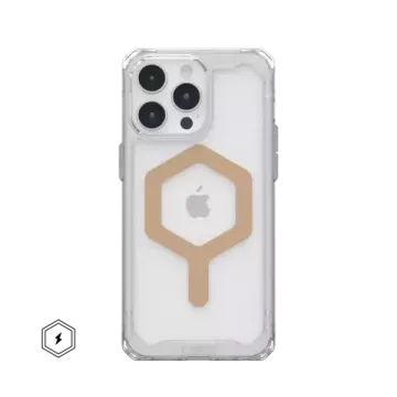 Чехол с поддержкой MAGSAFE Uag Plyo для iPhone 15 Pro MAX 6.7", цвет прозрачный/золото (Ice/Gold)