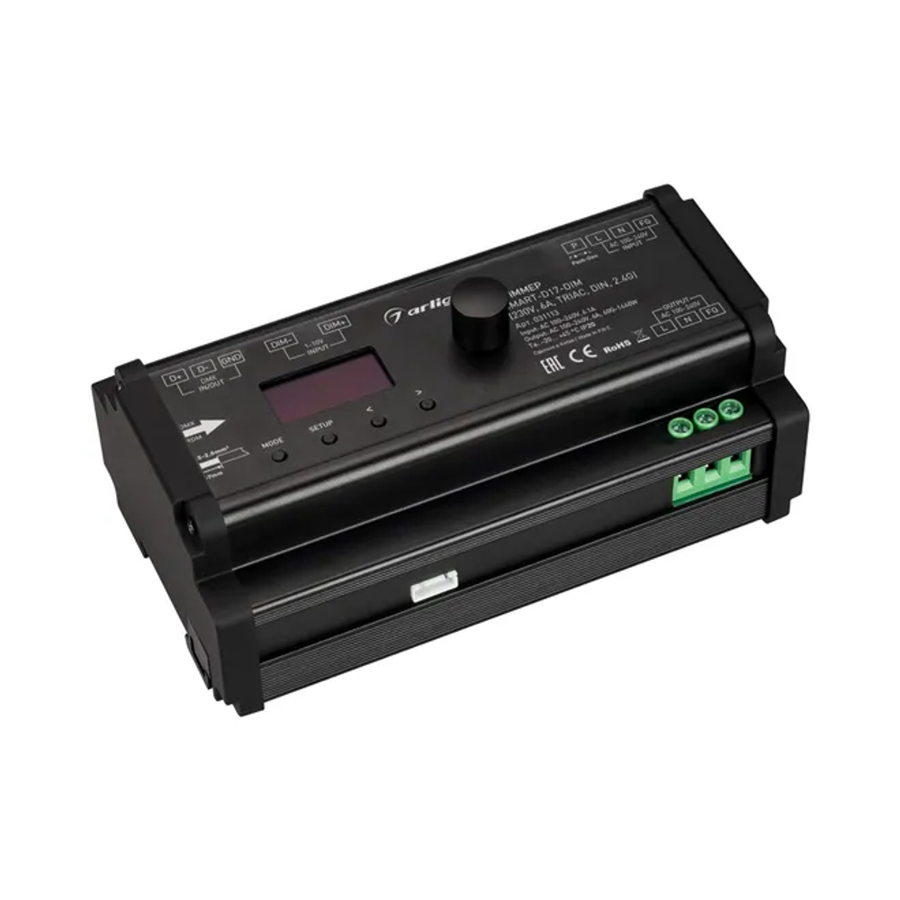 Диммер SMART-D17-DIM (230V, 6A, TRIAC, DIN, 2.4G) (Arlight, IP20 Пластик, 5 лет) 031113