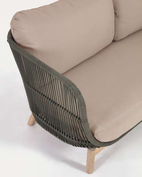 Трехместный уличный диван Catalina, зеленый корд, массив акации