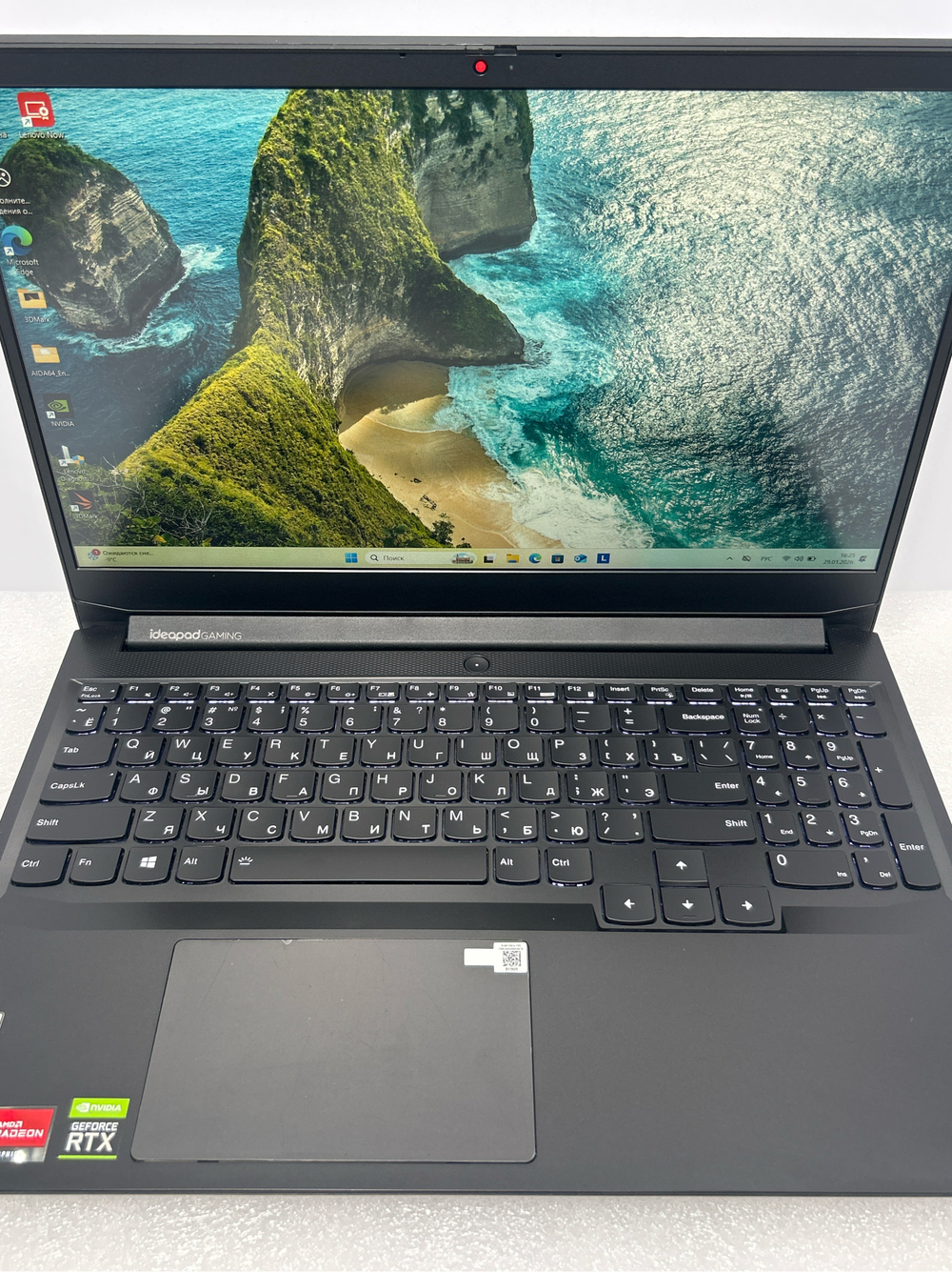 Ноутбук Lenovo IdeaPad Gaming 3 15ACH6 (82K201AFRK) 15.6"/AMD Ryzen 5 5600H/RAM 8 GB/SSD 512 GB/NVIDIA GeForce RTX 3050 Ti/1920x1080/IPS/Windows 11/Подсветка кл-ры: LED/Черный. Состояние: Уценка/небольшой след. на матрице от клавиатуры