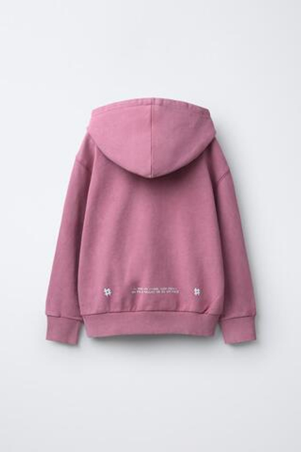 ZARA ХУДИ С НАДПИСЬЮ, РОЗОВЫЙ/БЕЛЫЙ