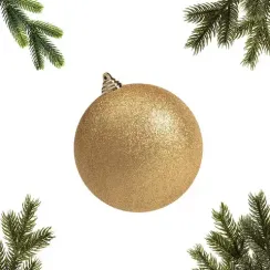 Шар пластиковый глиттер 140 мм., золотой, ЕлкиТорг (150509)