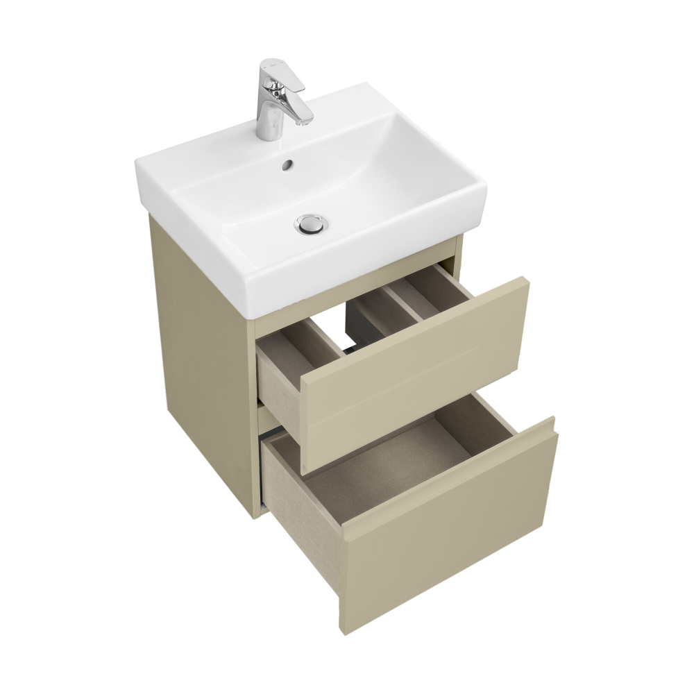 Комплект OLETA  A857638515 модуль для раковины 500 мм, 460х374х548 мм, с 2 ящиками, капучино + JIKA раковина 500х390 8.1242.5.000.104.1