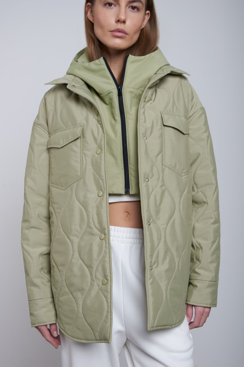 Куртка-рубашка Alexandra Talalay стёганая AW015 фисташковая