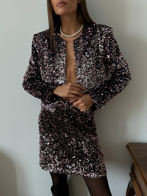 Жакет из пайеток розовый