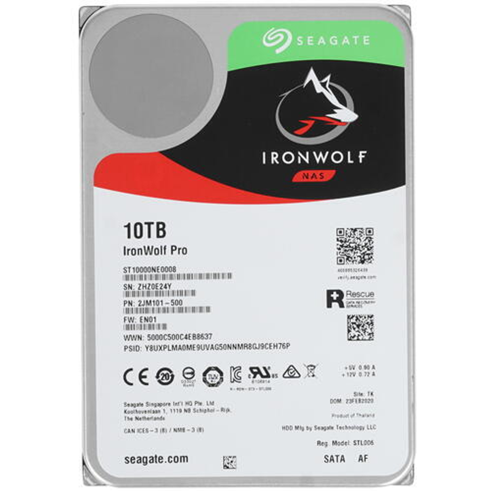 Жесткий диск для NAS систем 10Tb HDD Seagate IronWolf Pro SATA 6Gbit/s 3.5" 7200 rpm 256Mb ST10000NE0008