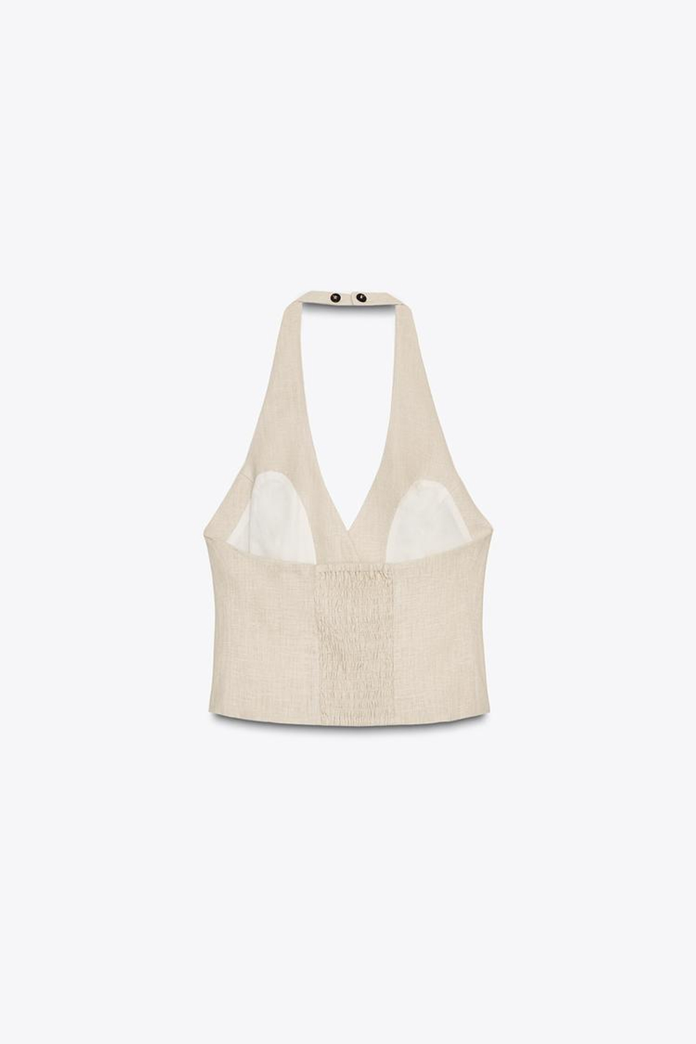 ZARA ТОП-ХАЛТЕР ИЗ ЛЬНА, ПЕСОЧНЫЙ