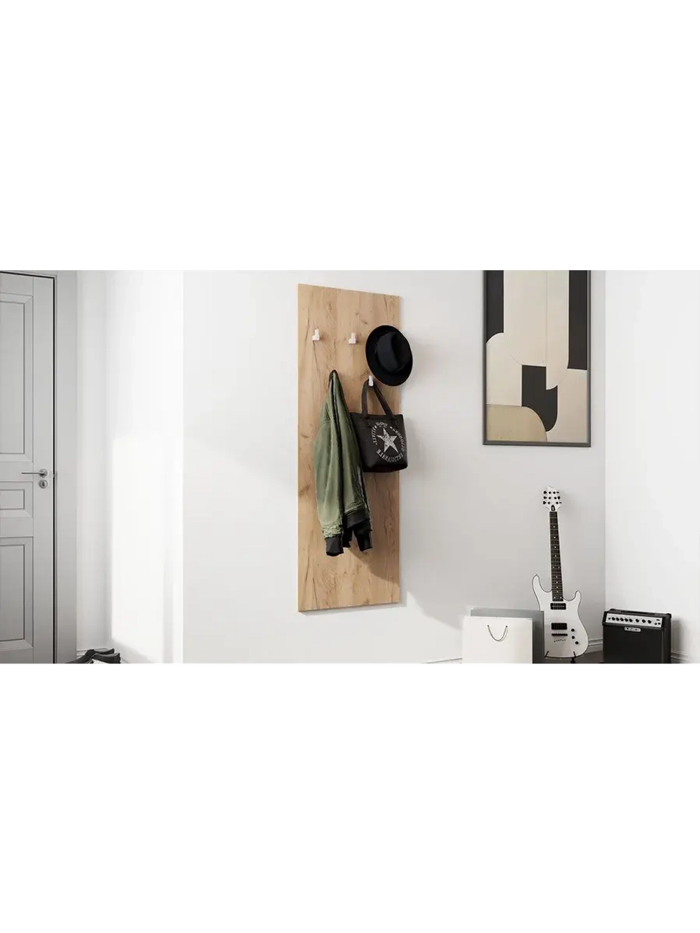 Прихожая с вешалкой Дуб Крафт золотой 190х43х226