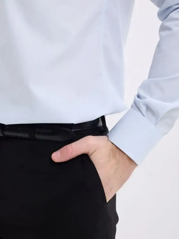 Рубашка на высокий рост LONG SLIM FIT с длинным рукавом, светло-голубая