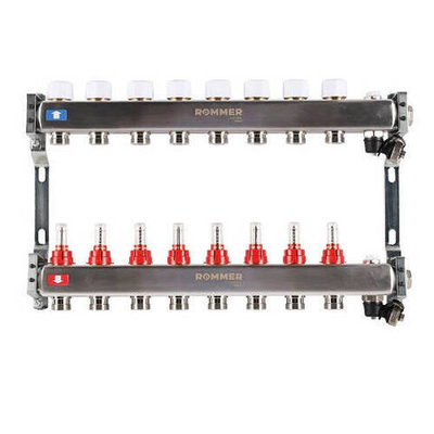 Коллекторная группа для теплого пола ROMMER RMS1201 - 1" на 8 контуров 3/4" EK