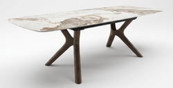 Стол КИРАН (KIRAN) 180 цвет ПАНДОРА (GLOSS LUXURY PANDORA SOLID CERAMIC) / Орех темный, ®DISAUR