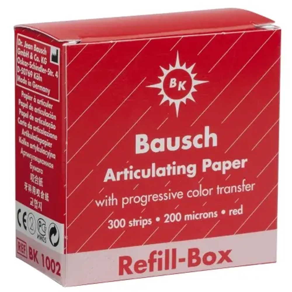 Bauch Артикуляционная бумага 200 микрон картонный бокс (красный) BK 1002