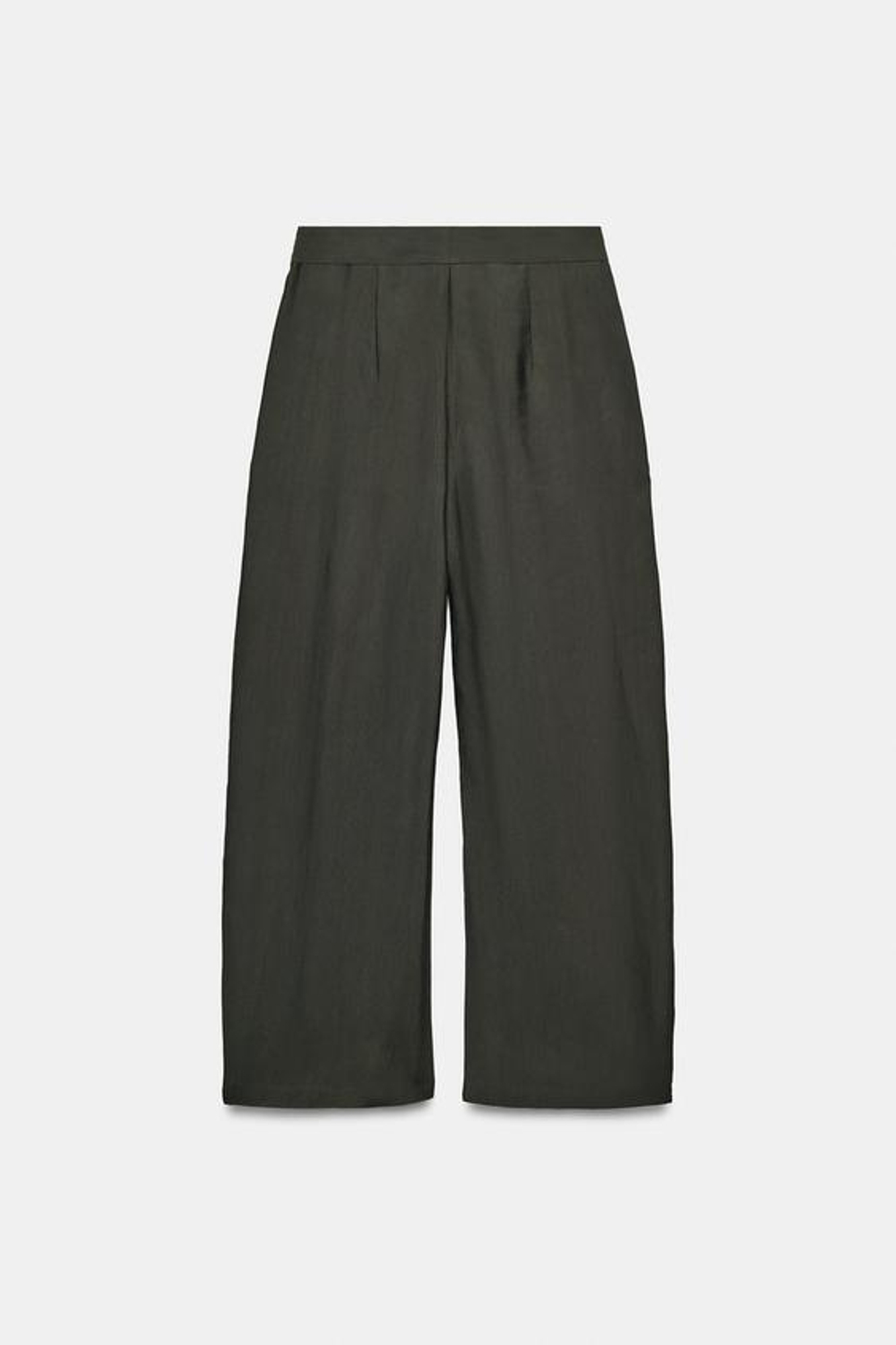 ZARA БРЮКИ WIDE-LEG С ЗАЩИПАМИ — ZW COLLECTION, ХАКИ