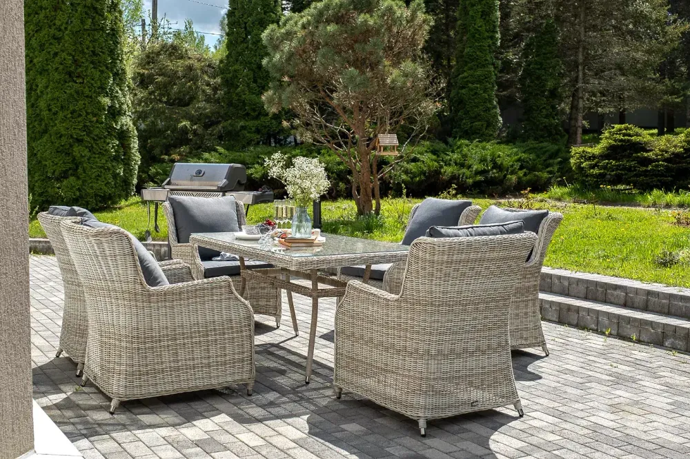 "Неаполь" обеденная группа плетеная из искусственного ротанга, цвет бежевый