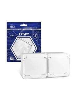 Розетка 2-м ОП Nix 16А IP54 250В с заземл. с крышкой бел. TOKOV ELECTRIC TKE-NX-R2Z-C01-IP54