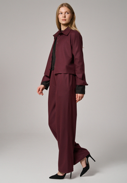 Рубашка-жакет укороченная бордовая