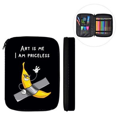 Пенал-футляр мягкий 30 х 235 х 165 мм, тканевый, "Арт-банан" чёрный 61347