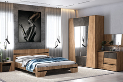 Комод Соренто, Дуб крафт, Бетон темный