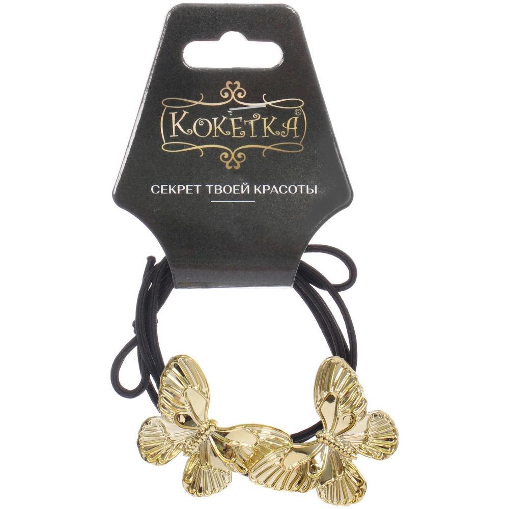 Резинка для волос в наборе 2шт «DesignPRO», цвет черный / золото , 3,5*2,5см
