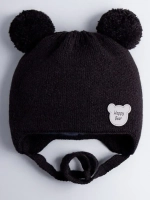 Шапка детская осенняя с завязками и помпонами